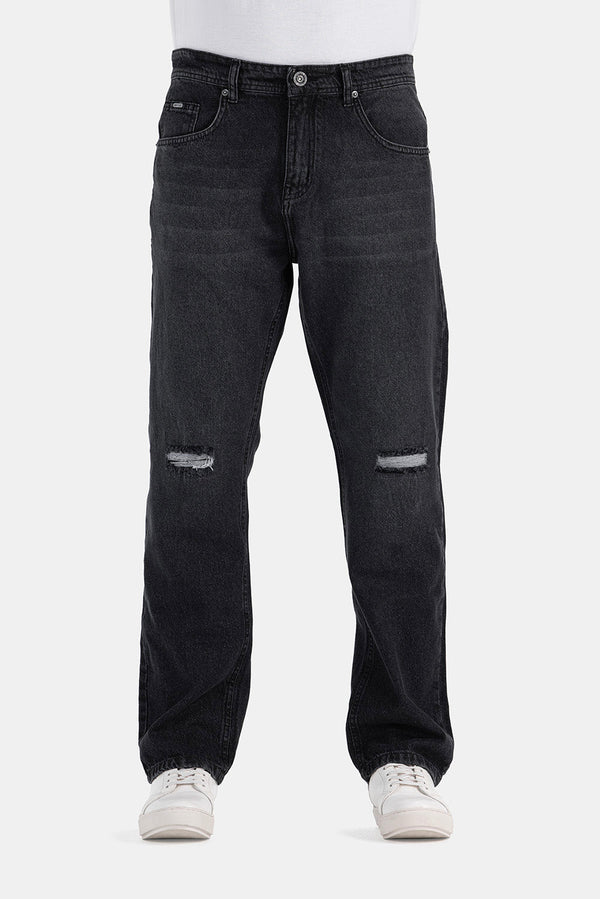 Dark Grey ripped Wide Leg Jean Pants