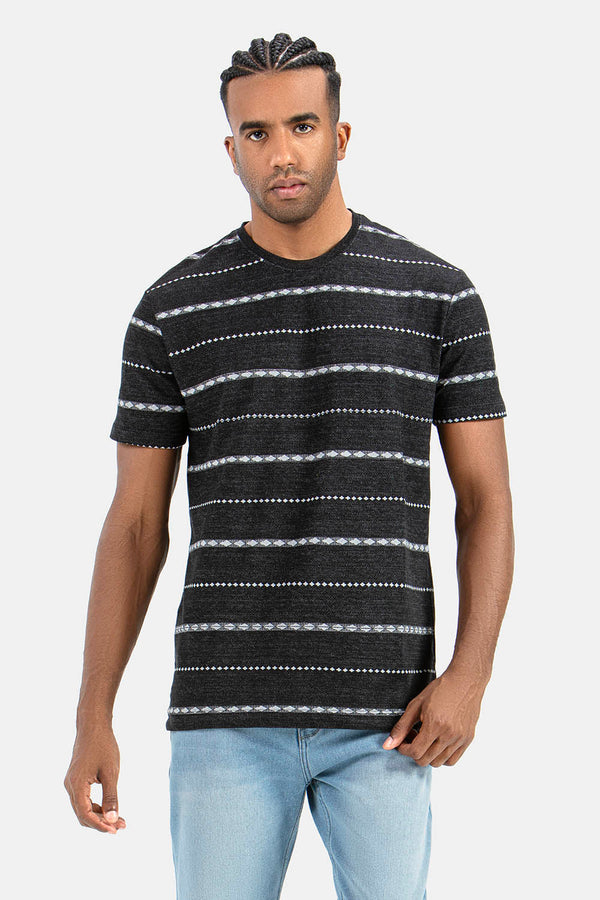 Black Printed Crew Neck T-Shirt