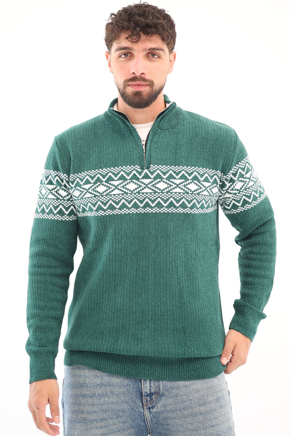 Nordic Half-Zip Sweater – Green