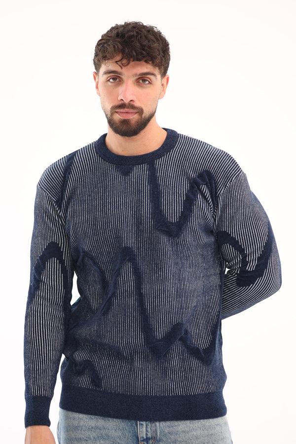 Wavy Line Pullover – Navy