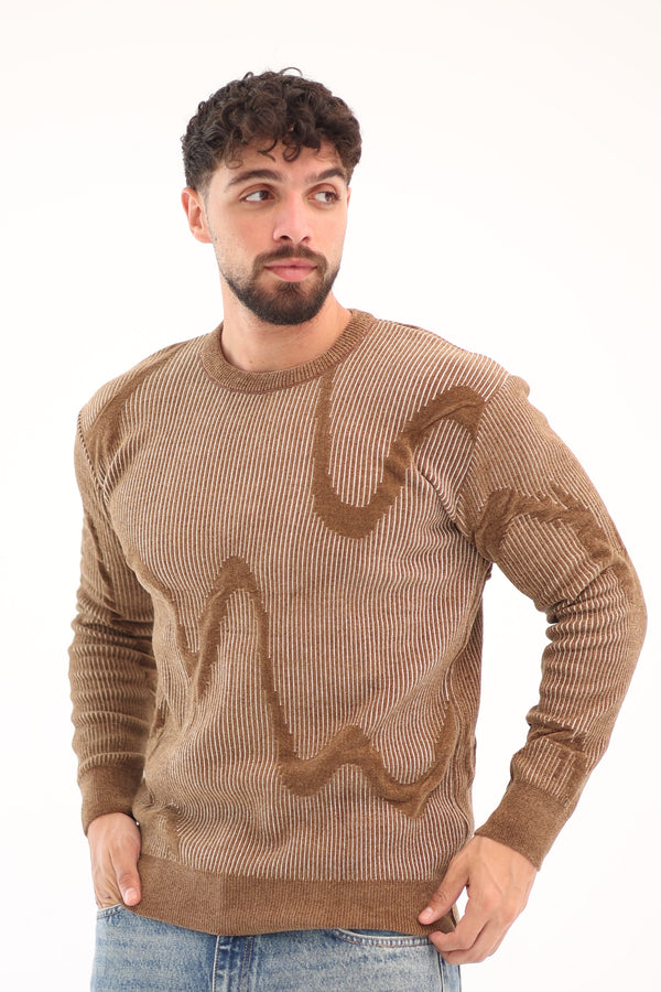 Wavy Line Pullover – Beige