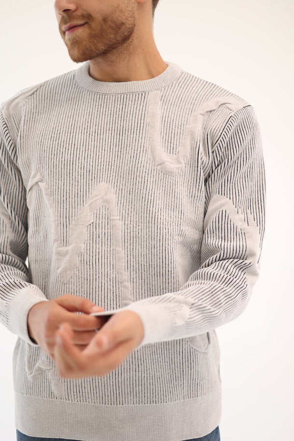 Wavy Line Pullover – Gray