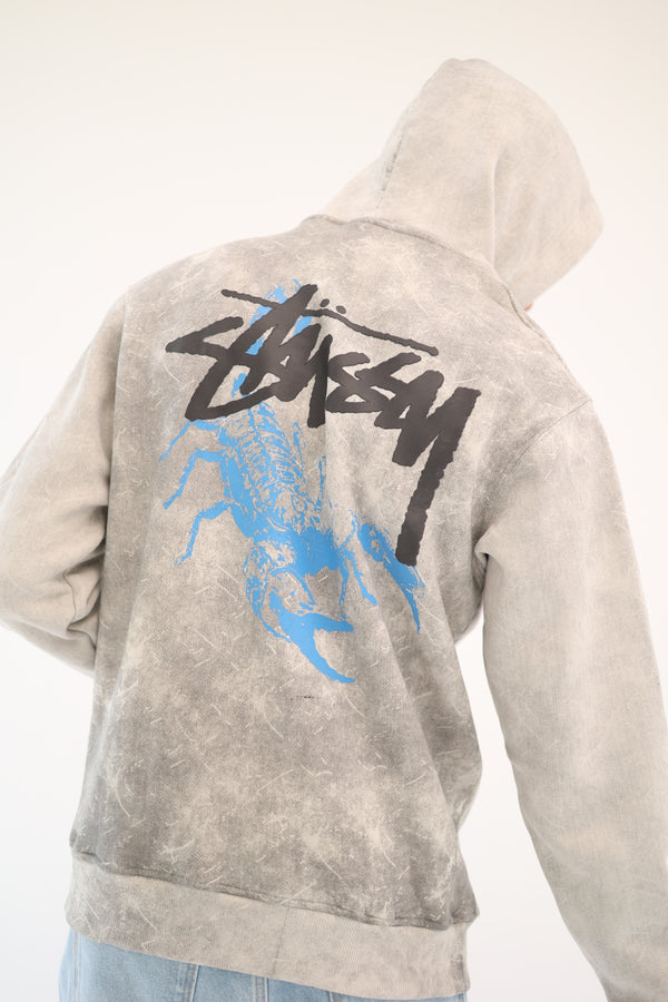 Mineral Wash Graphic Hoodie – Gray