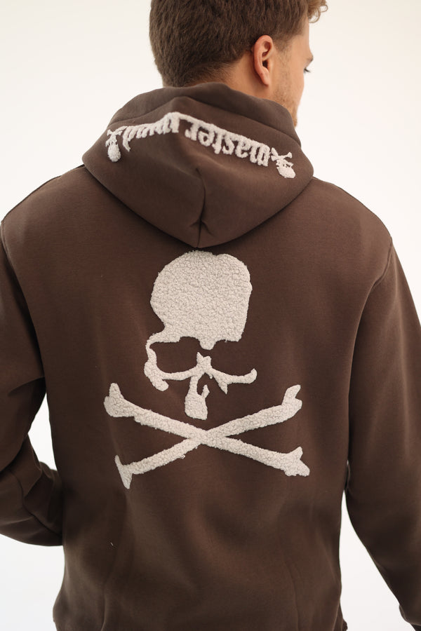 Skull Graphic Hoodie – Brown