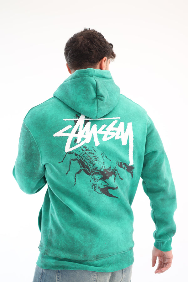 Mineral Wash Graphic Hoodie – Green