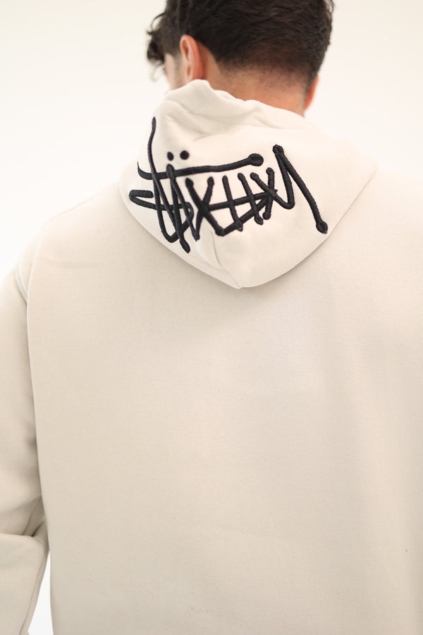 Subtle Logo Drawstring Hoodie – Creamy