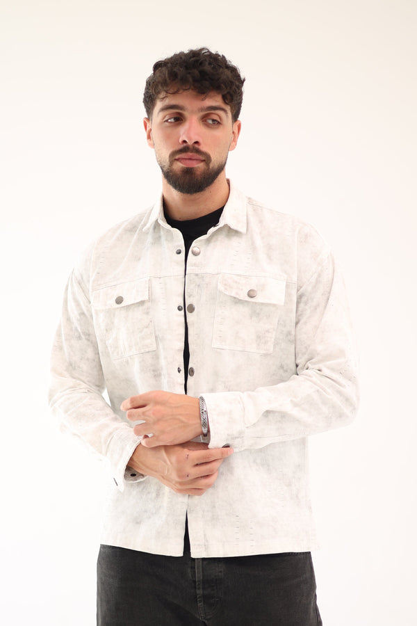 Washed Cord Overshirt – White