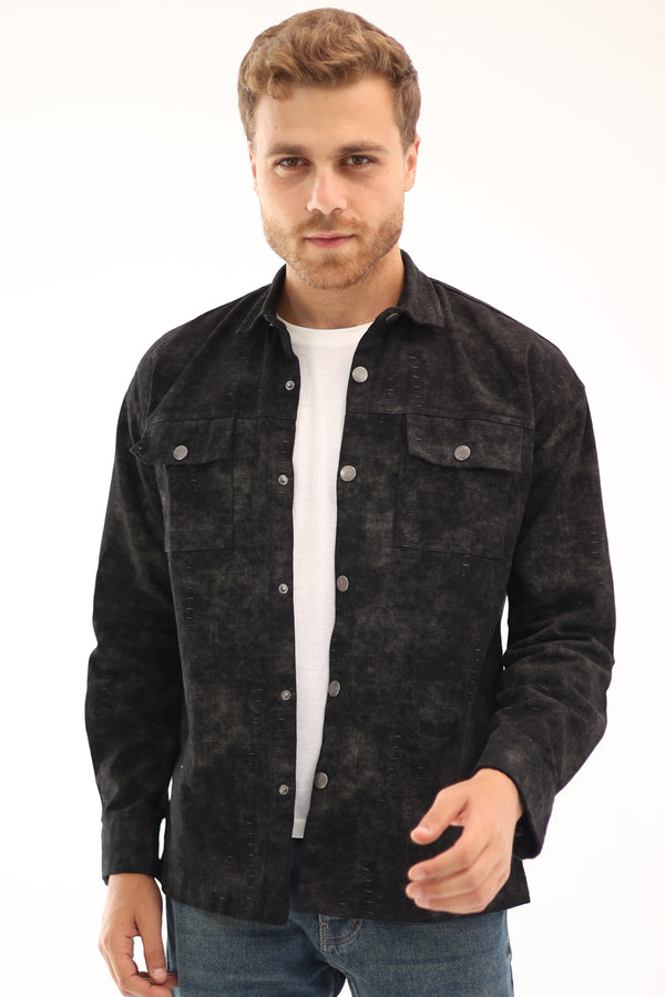Washed Cord Overshirt – Black