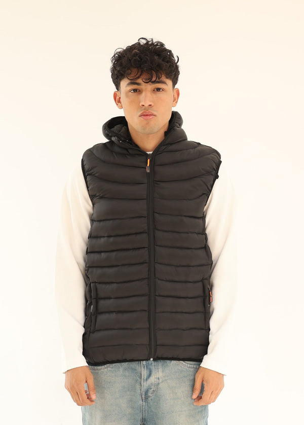 Hooded Puffer Vest - Black