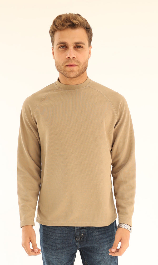Long Sleeve Crew neck T-shirt - Dark Beige