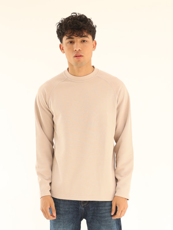 Long Sleeve Crew neck T-shirt - Biege
